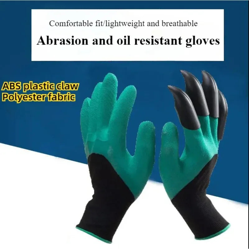 1Pair Protective Gloves for Digging and Stabbing Gardening Gloves with Claws Suitable for Gardening Vegetable Planting Flowering