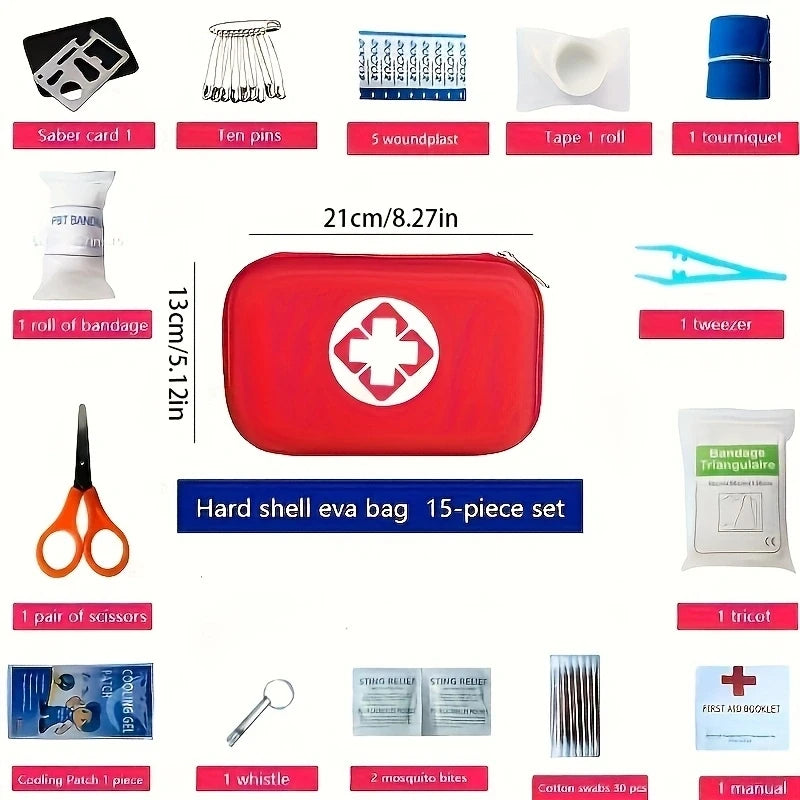 184pcs First Aid Kit Multi-purpose Emergency Medical SuppliesPortable Medical Bag For Outdoor Hiking Camping And More