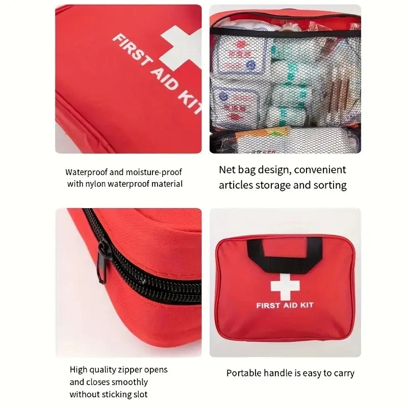 184pcs First Aid Kit Multi-purpose Emergency Medical SuppliesPortable Medical Bag For Outdoor Hiking Camping And More