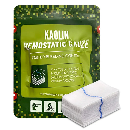 Hemostatic Kaolin Gauze Combat Emergency Trauma Z-Fold Soluble For Ifak Tactical First Aid Kit Wound Dressing