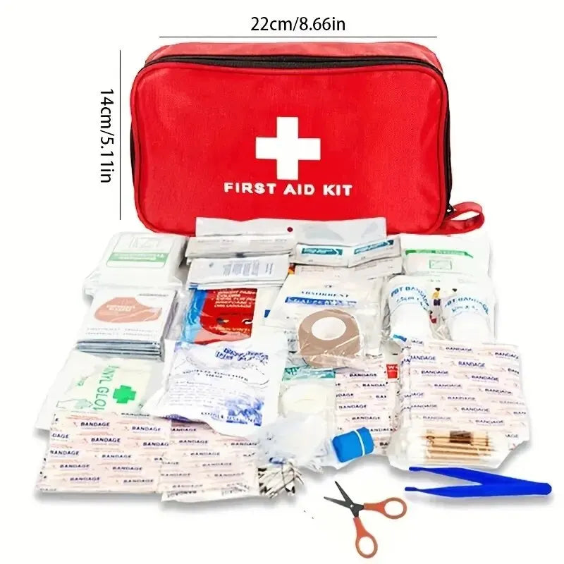 184pcs First Aid Kit Multi-purpose Emergency Medical SuppliesPortable Medical Bag For Outdoor Hiking Camping And More